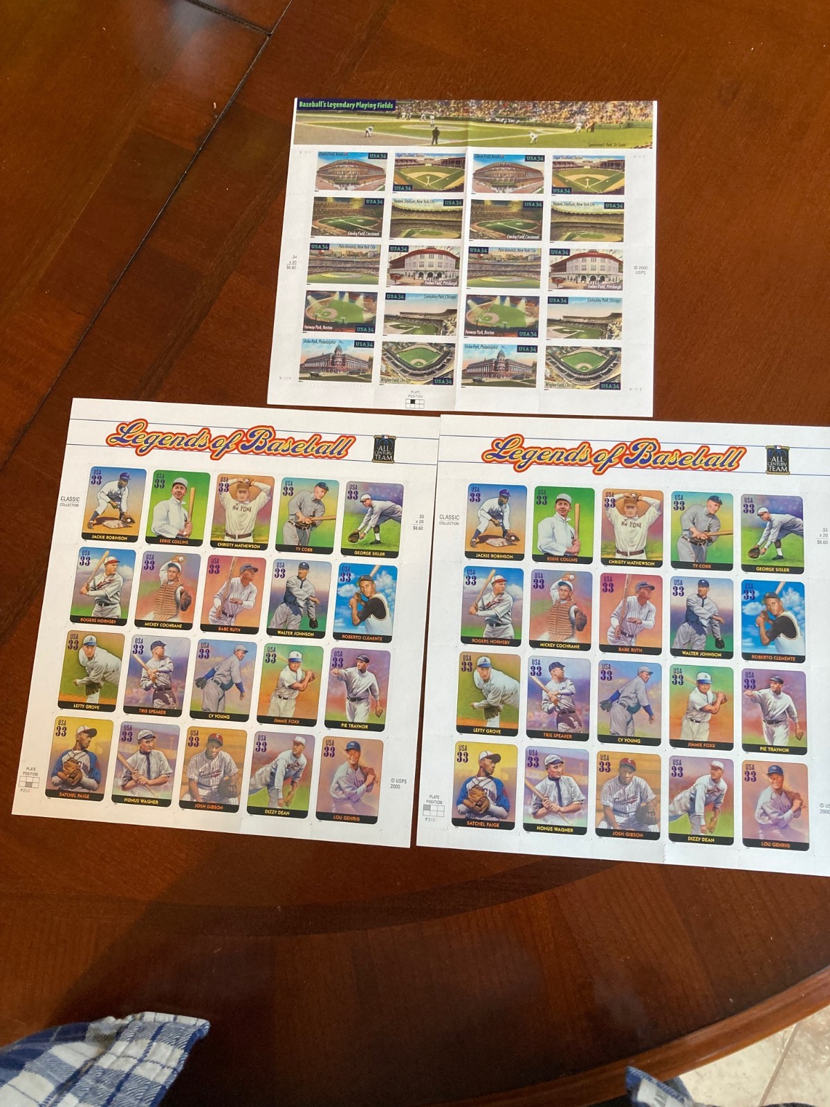 Lot of 3 Sheets Stamps Legends of Baseball (2) and Baseballs Legendary Fields-1