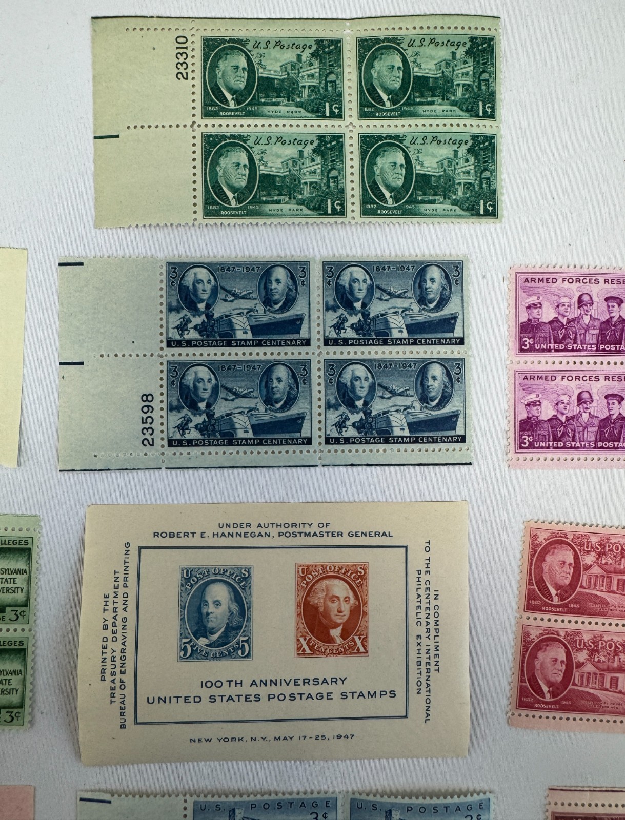 Mint US Plate Blocks 1947 CIPEX Souvenir Sheet MNH FDR Franklin Lewis Clark