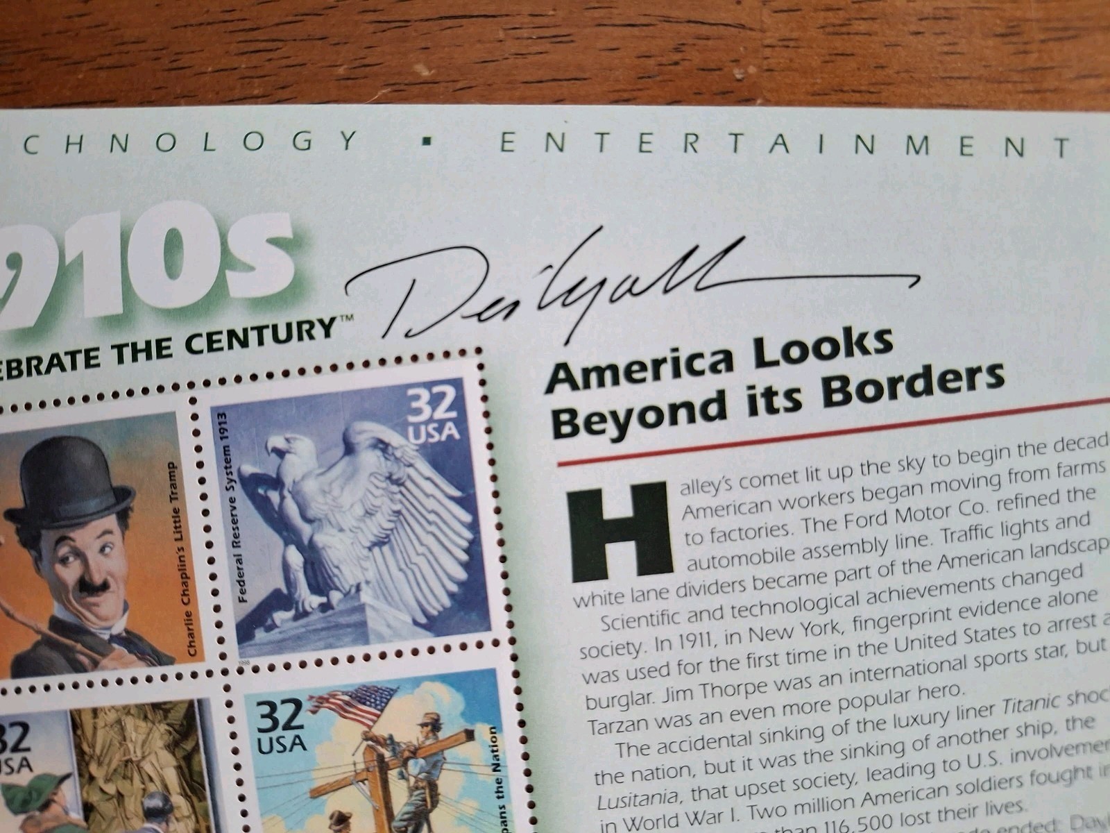 RARE SIGNED Designer 3183-Celebrate the Century 32c- 1910s- Sheet of (15) Stamps