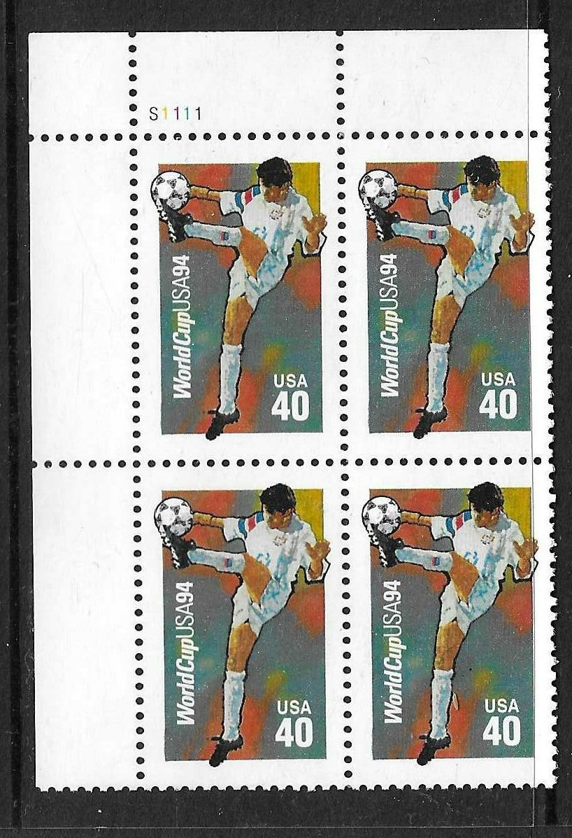 USA SC # 2835 USA Soccer World Cup 1994 – Plate Number BLK4 .MNH