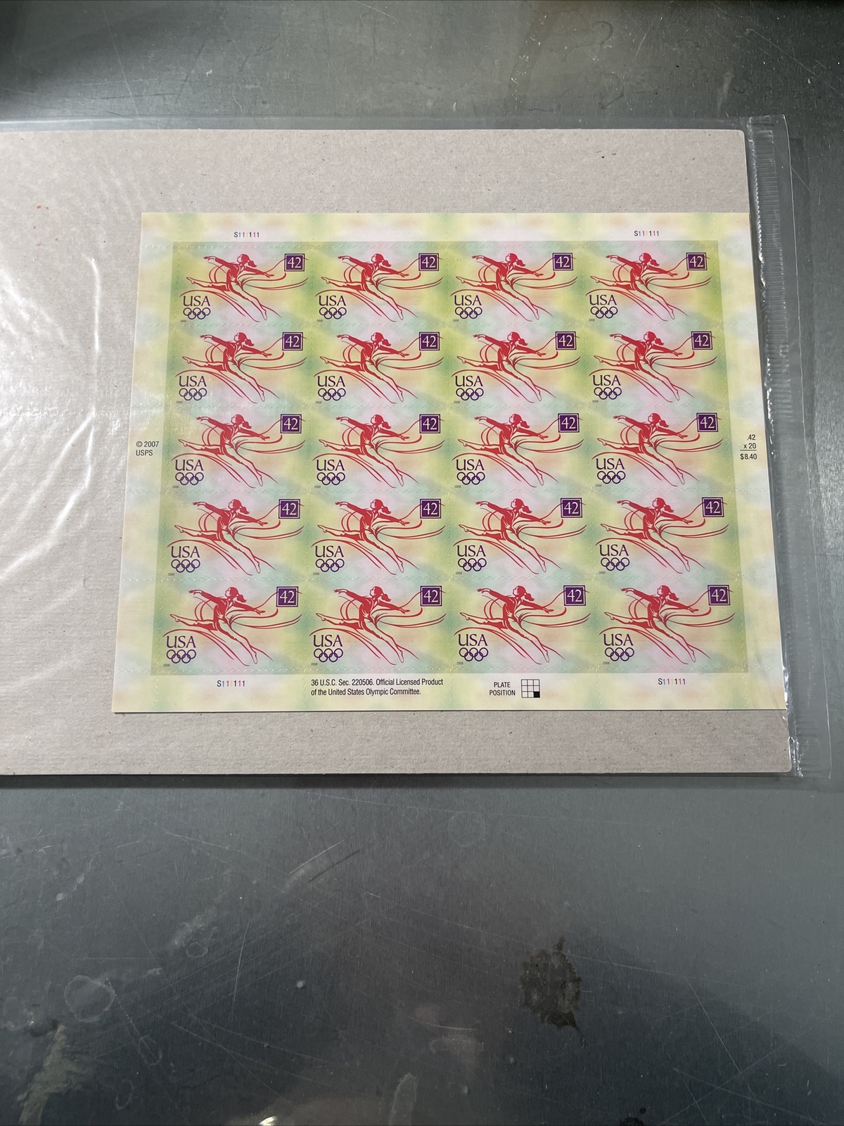 US SCOTT 4334 PANE OF 20 OLYMPIC GYMNASTICS STAMPS 42 CENT FACE MNH