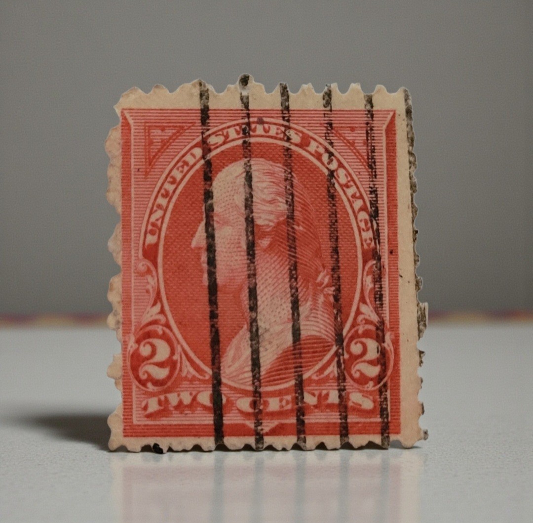 1894 Scott #252 George Washington Carmine Type III, 2-Cent Stamp Post Marked