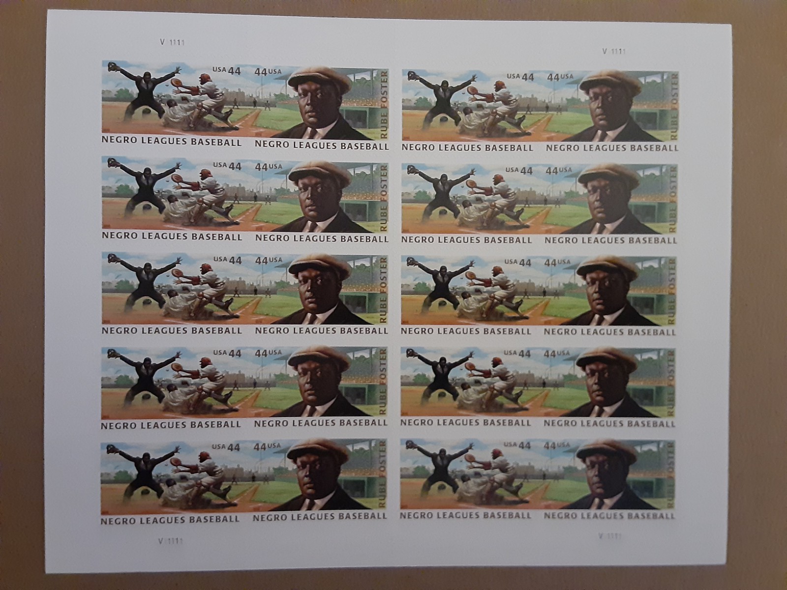 Lot of 5 Negro Leagues Baseball .44¢ USPS Stamp Sheet of 20 Rube Foster