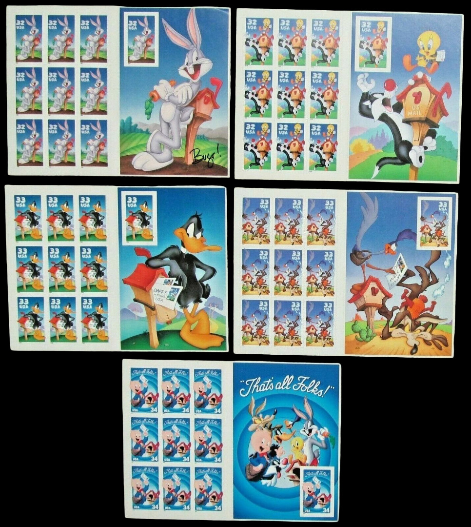 50 LOONEY TUNES Bugs Bunny Complete Set US Postage Stamps Daffy duck porky pig
