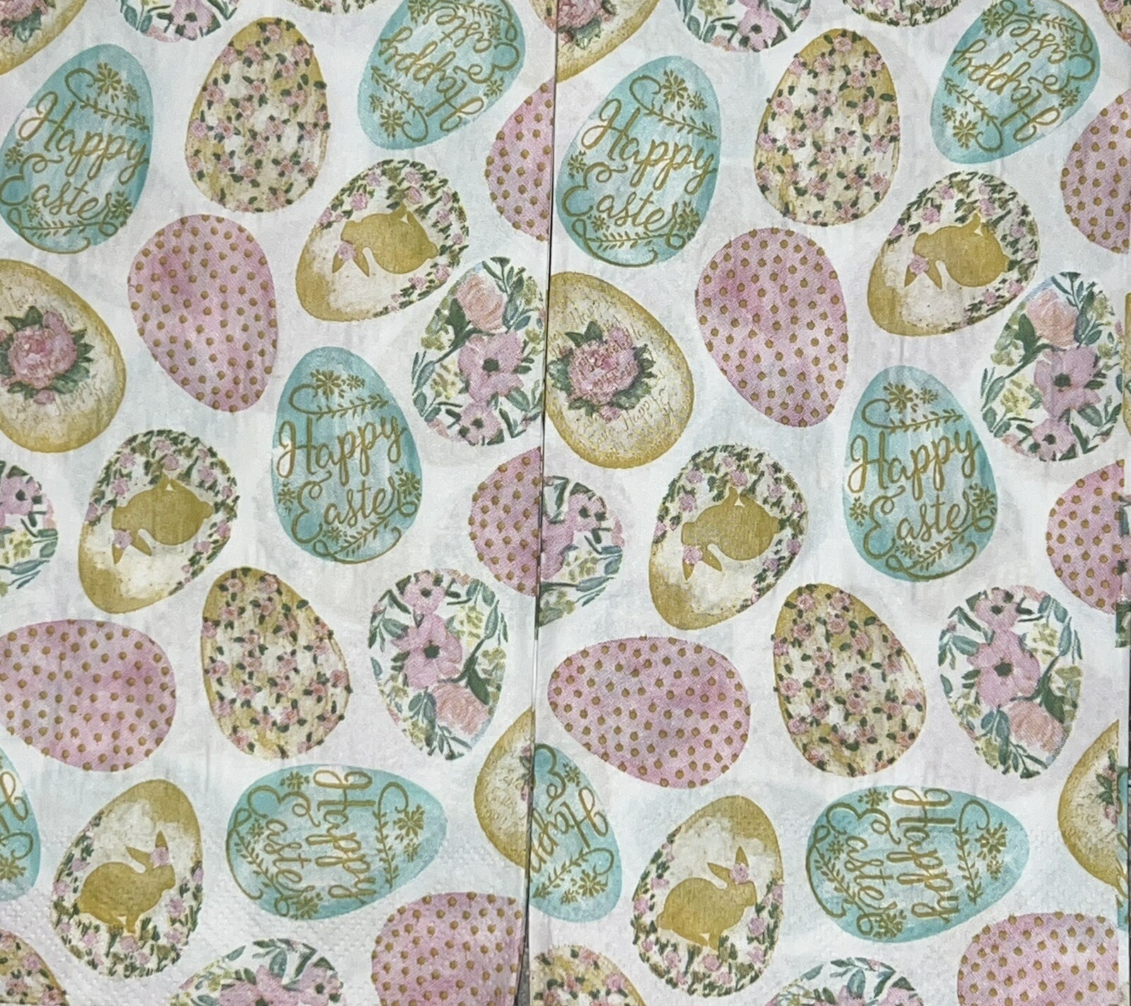 TWO Paper Dinner Decoupage Art Craft Napkins – EASTER Colorful Eggs Bunny Flower