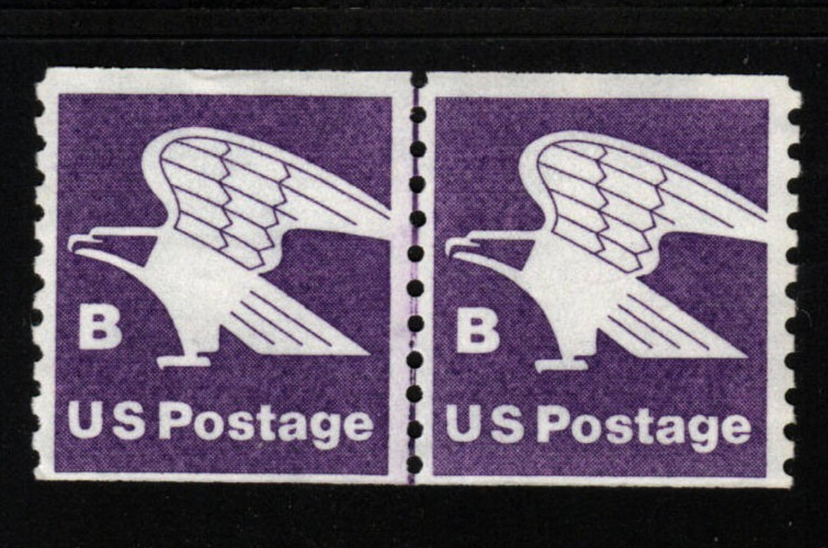 U.S. Stamp (circa 1981) – Rate B (18¢) purple Eagle – Coil Line Pair SC#1820 MNH