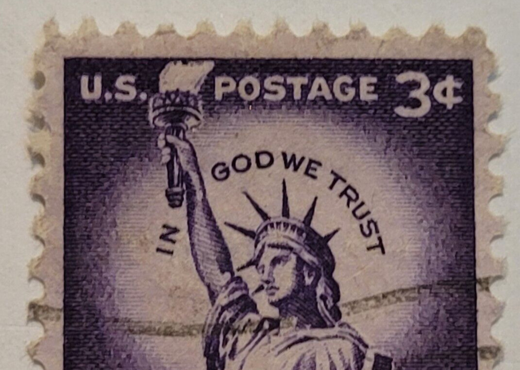 U.S. Postage ~ Statue of Liberty ~ Cancelled/Posted ~ 3¢ Purple Stamp – X16