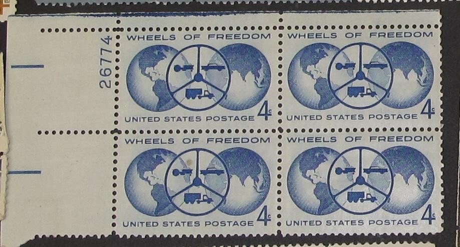 Lot of 10 US 4 and 5 Cent Postage Stamps 1958-1966