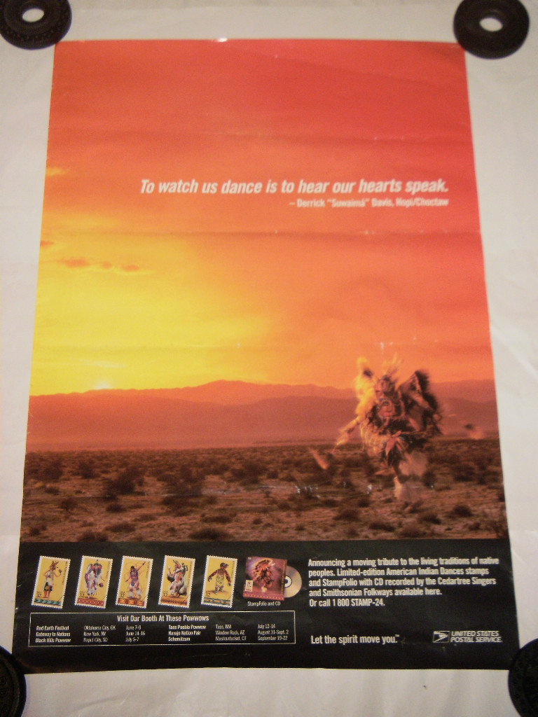 GENUINE AUTHENTIC UNITED STATES POSTAL SERVICE FACILITY ADVERTISE POSTER INDIANS
