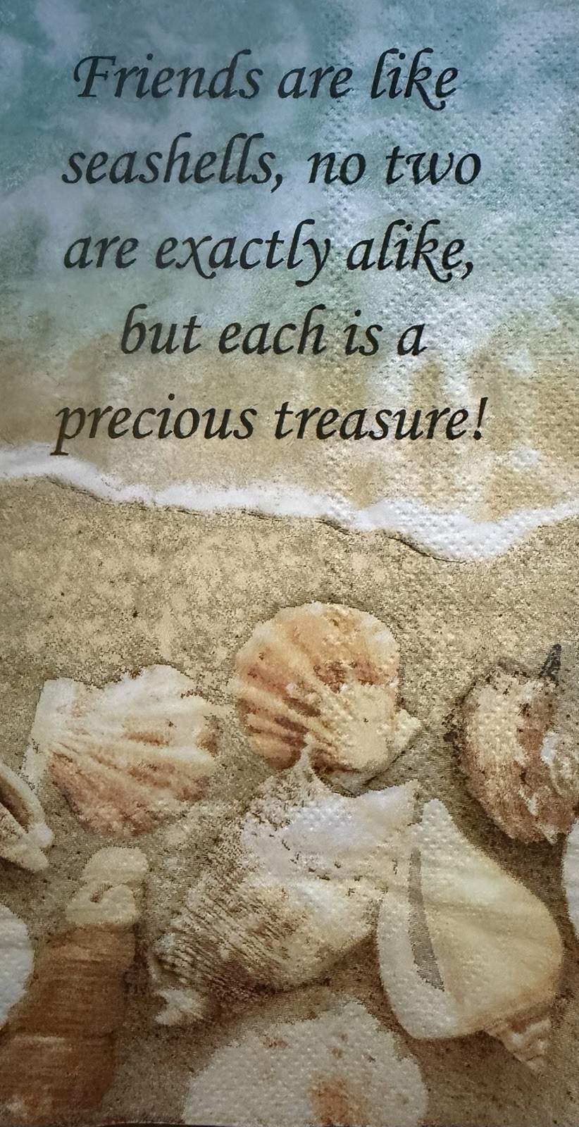 Two Individual paper dinner Decoupage Napkins Beach Sea Shells Friends Ocean