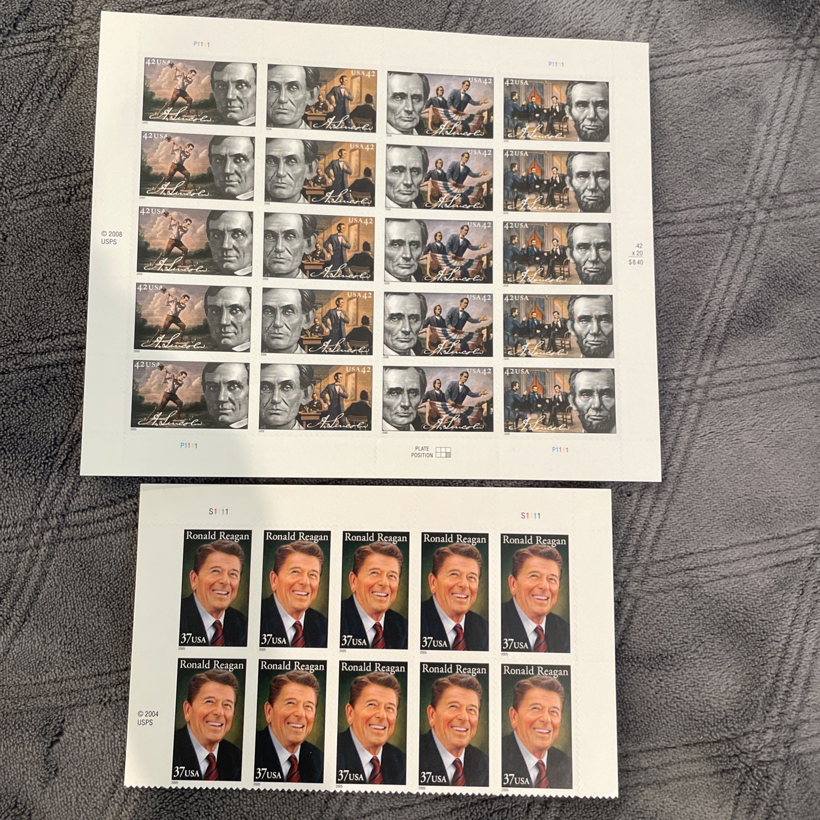 Lincoln And Reagan US Postage Stamps Collectible