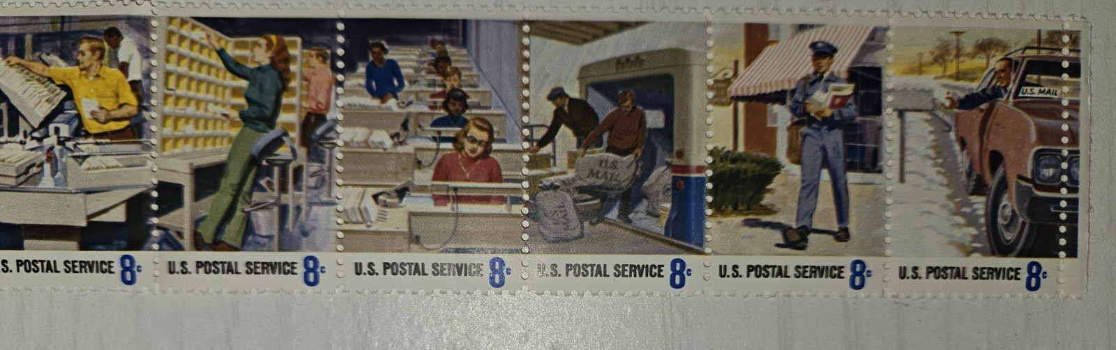 US 8 Cent Postal Service People. Strip of 10. MNH