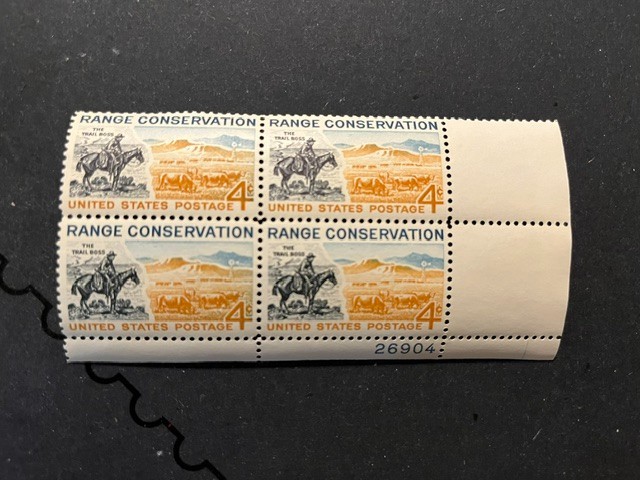 Scott #1176. 1961. 4c Range Conservation plate block of 4. MNH. free shipping