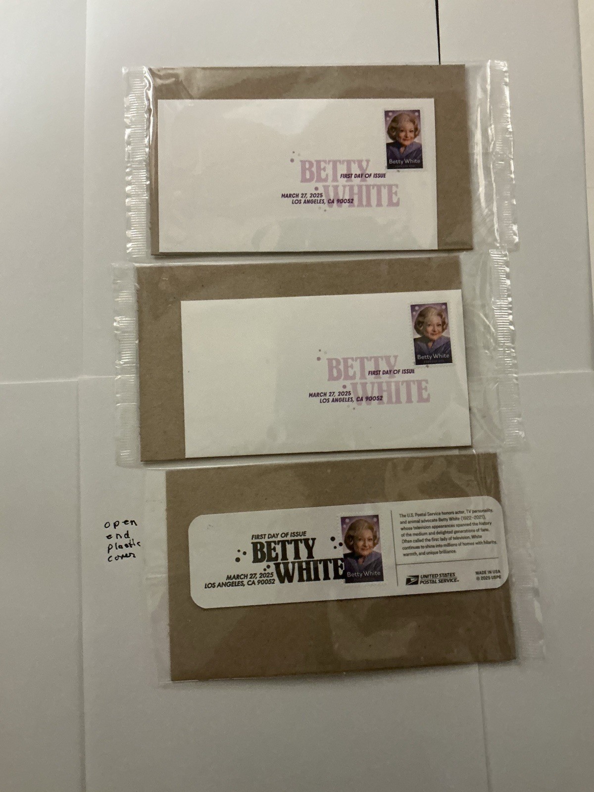 Betty White /Golden Girls (2)Betty White Stamped Envelopes + (1) Bookmark