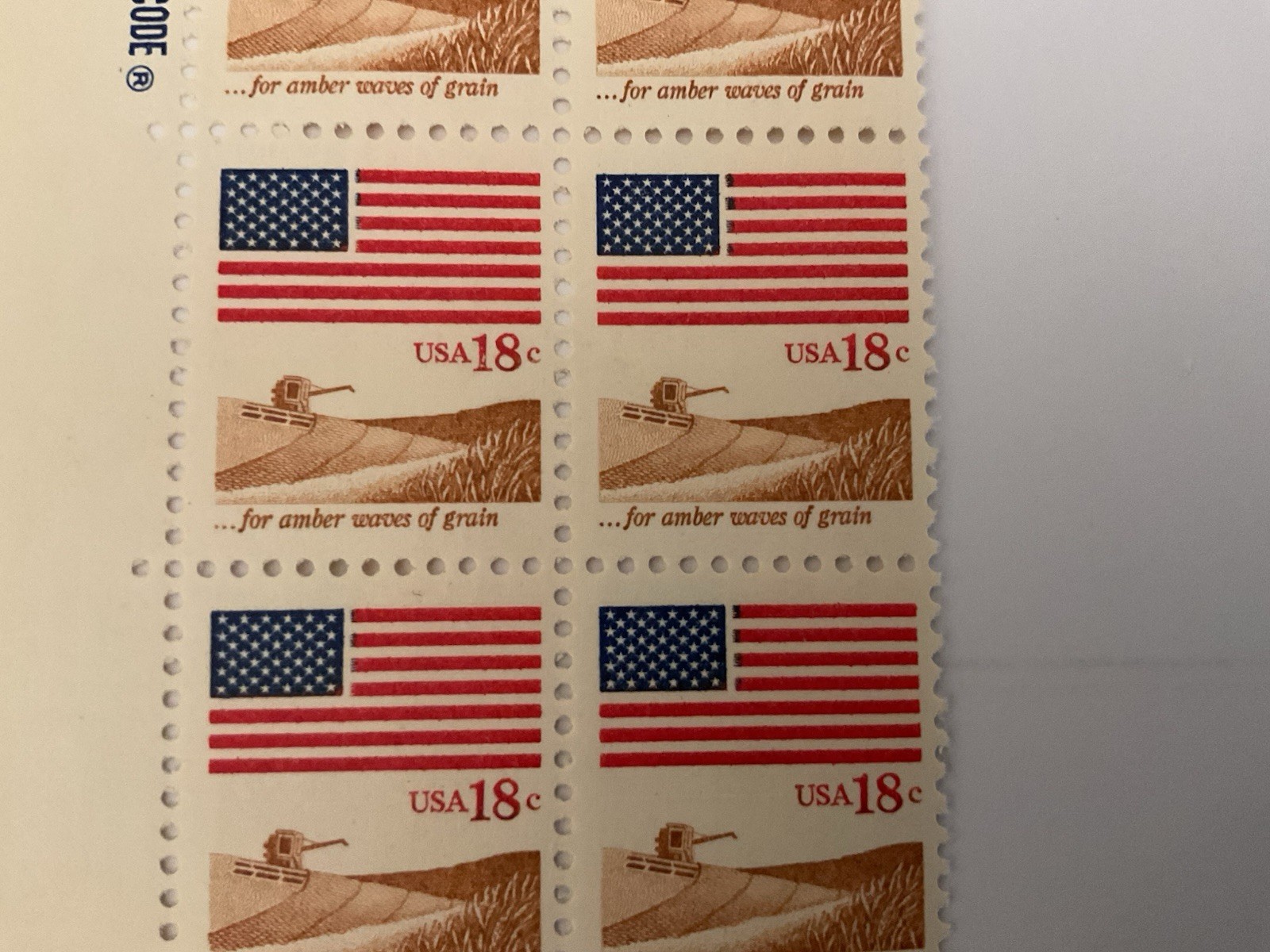 2- Rare Vintage 1981 American Flag MISTAKE STAMPS .19 Cents Two Strips 40 Stamps