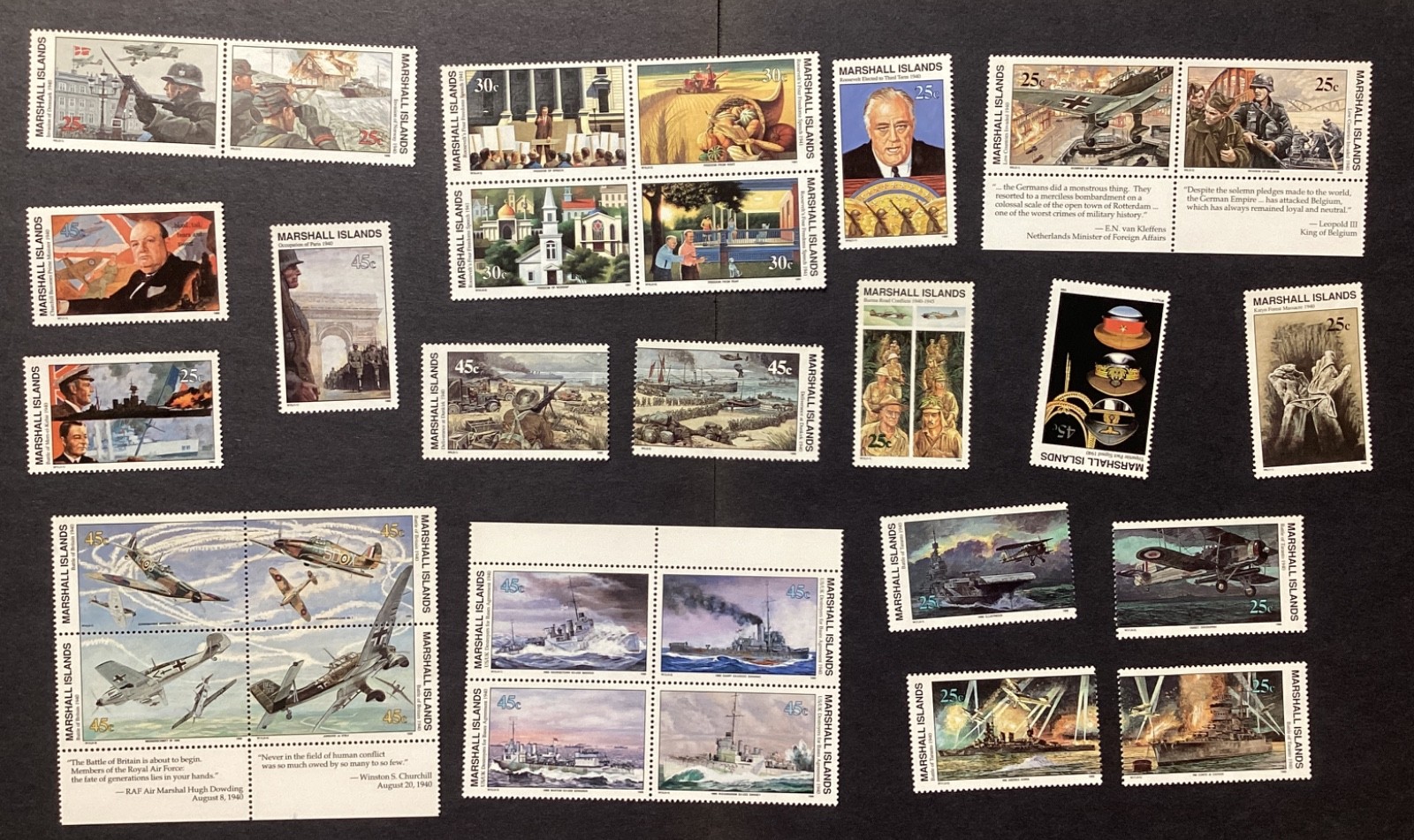Marshall Islands 1990 Set Selection Blocks History of World War II Mint NH