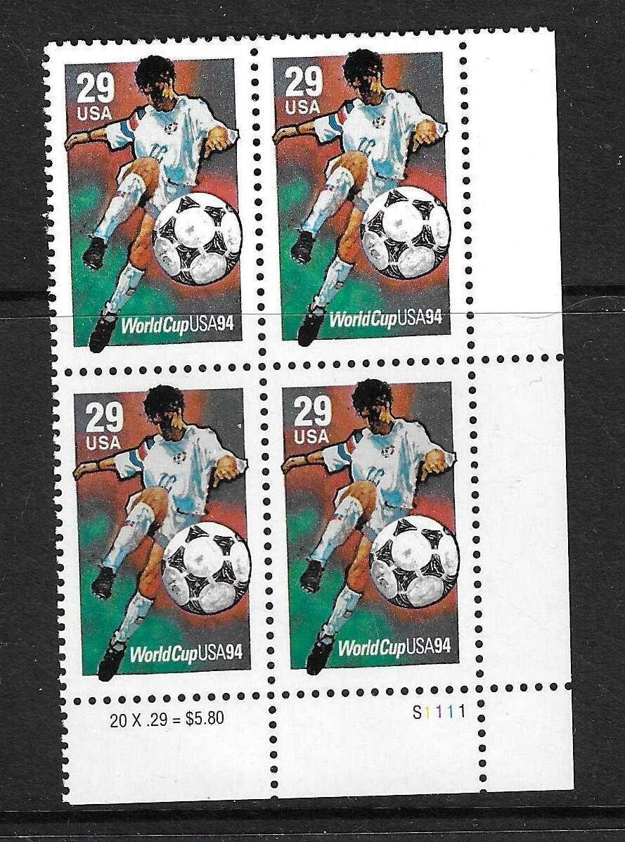 USA SC # 2834 USA Soccer World Cup 1994 – Plate Number BLK4 .MNH