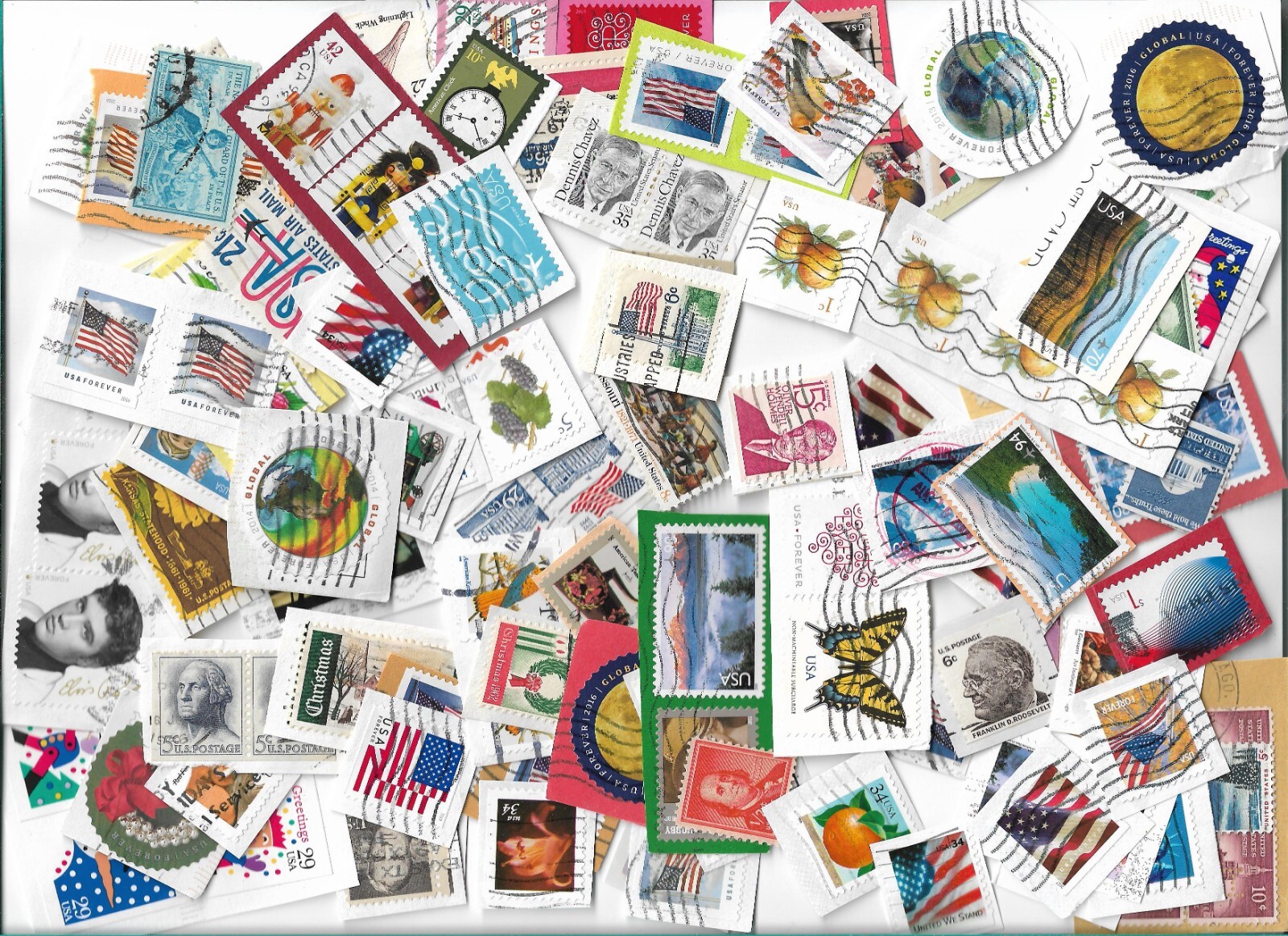 USA postage stamps x 150, on & off paper, used (Batch 2)