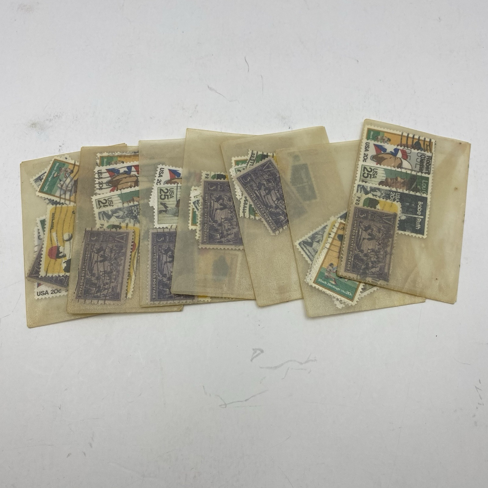 7 Lots Of 6 Vintage Baseball Stamps.Babe Ruth, J. Robinson, Clemente, Gehrig SEE
