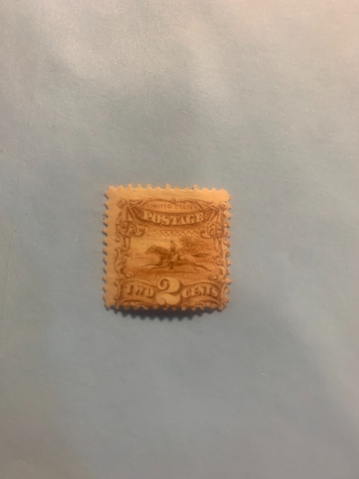 1869 Pony Express US Stamp #113 2c Mint Original Gum Average