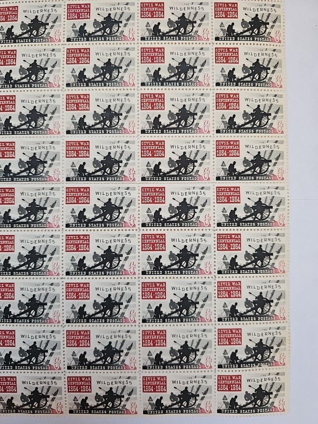 Stamp US Postage 5c 5 Cent Sheet OF 50 Stamps Civil War 1864-1964 The Wilderness