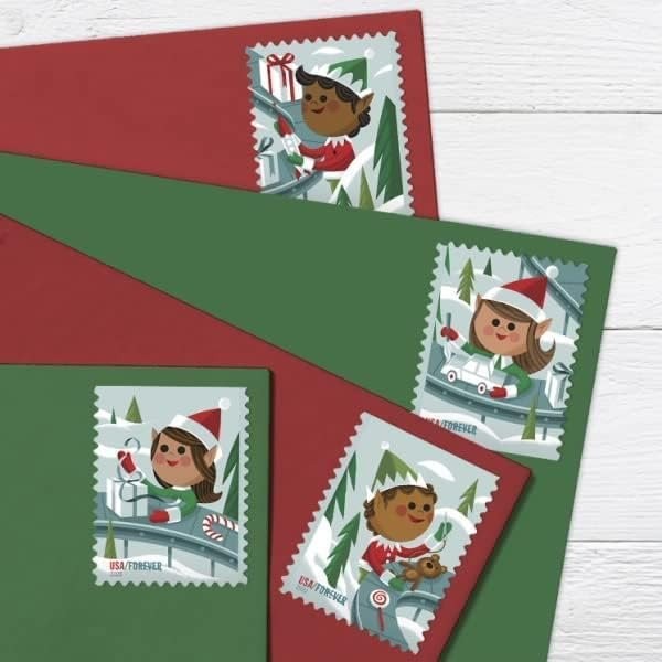 Holiday Elves Christmas Celebrations First Class Postage Stamps (5 Booklet,…