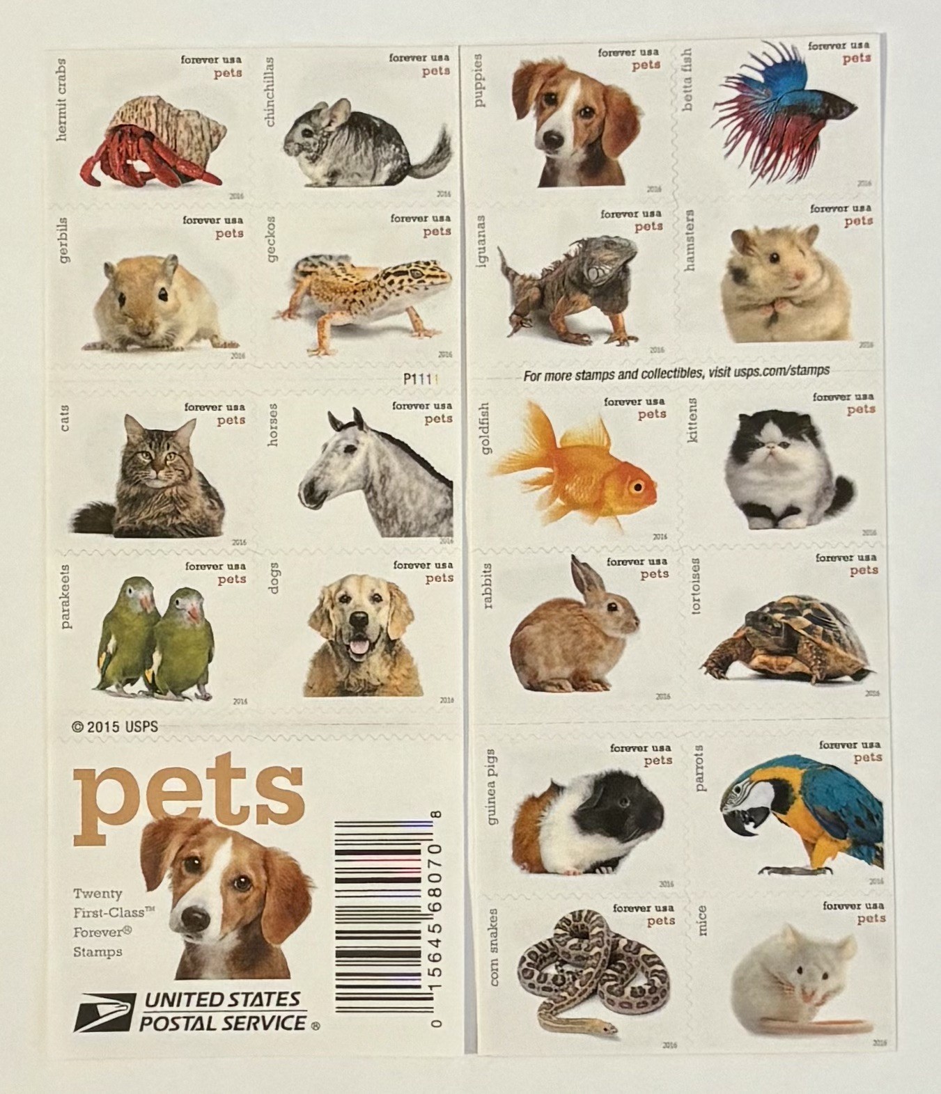 Collectible BOOK OF 20 PETS STAMPS WHIMSICAL ANIMALS – Free Shipping