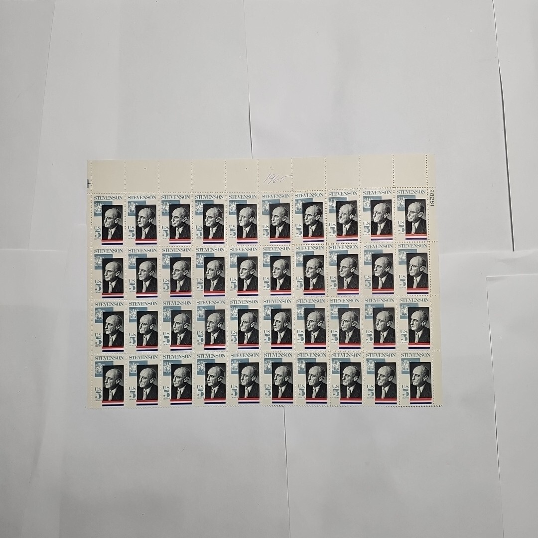 Stamp US Postage 5c 5 Cent Unfull Sheet OF 40 Stamps Stevenson 1965