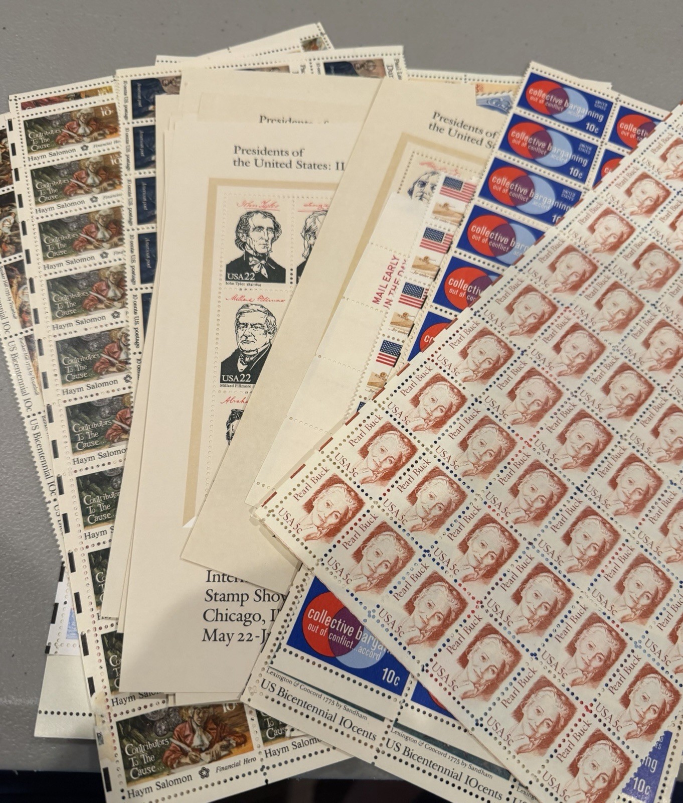 Lot of US STAMP PARTIAL SHEETS $234.13 FACE VALUE ALL FULL GUM POSTAGE!