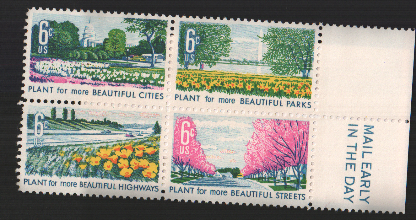 1969 6c Beautification of America Block of Four Scott #1365-68 ST167