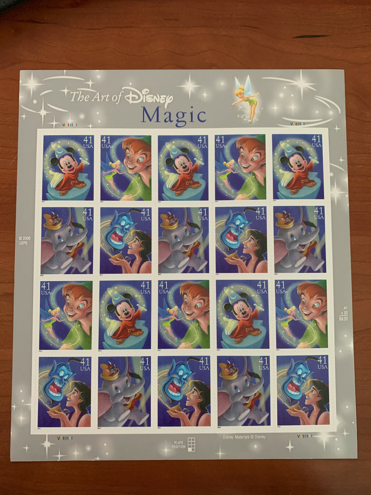 2007 US 41c POSTAGE STAMPS #4192-4195 ART OF DISNEY MAGIC MNH SHEET OF 20