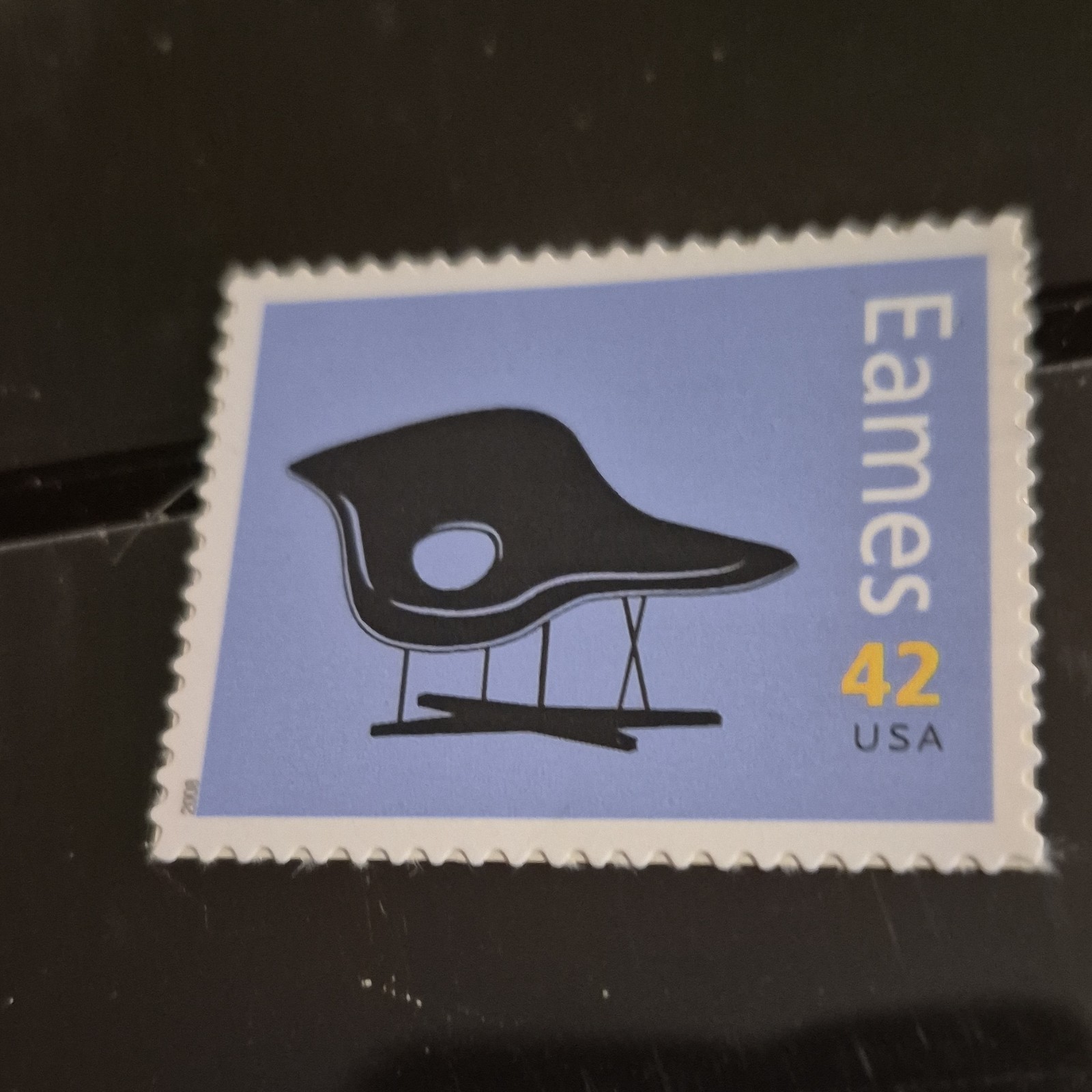 Eames La Chaise 42 Cent USA Postage Stamp Furniture Art Blue Black White