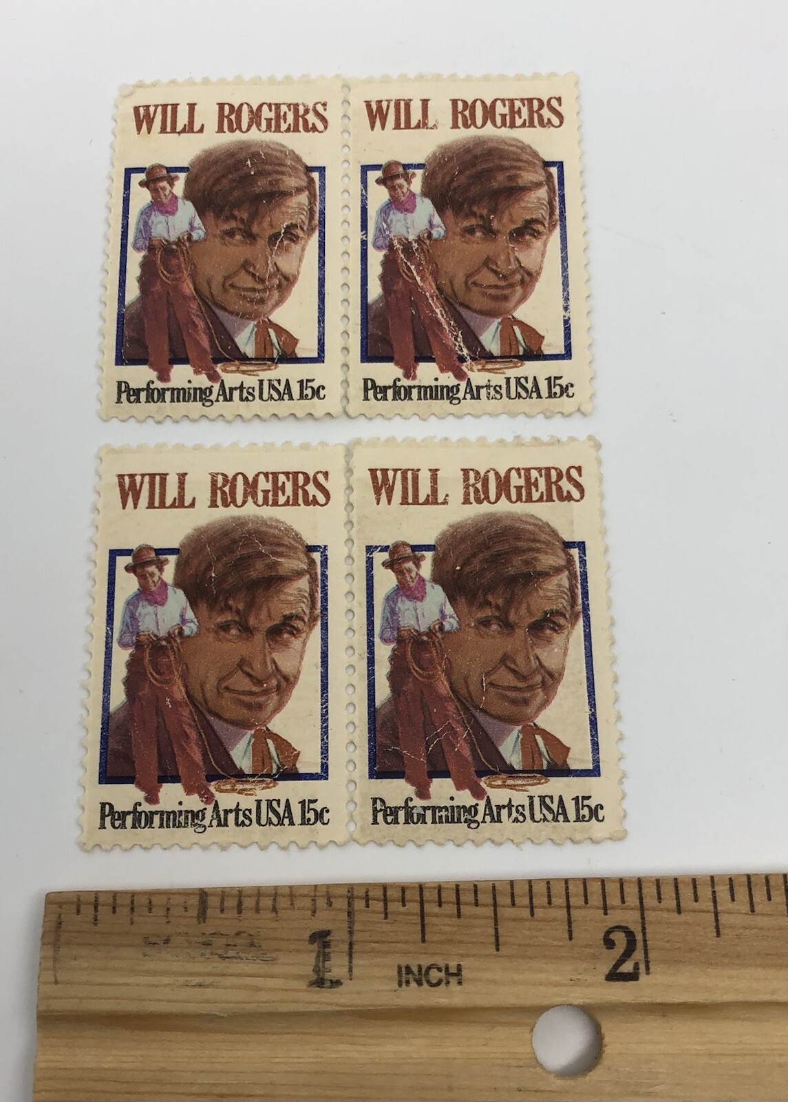 WILL ROGERS STAMP PERFORMING ARTS AMERICAN COWBOY 15 CENT 4 NEW UNUSED Stamps