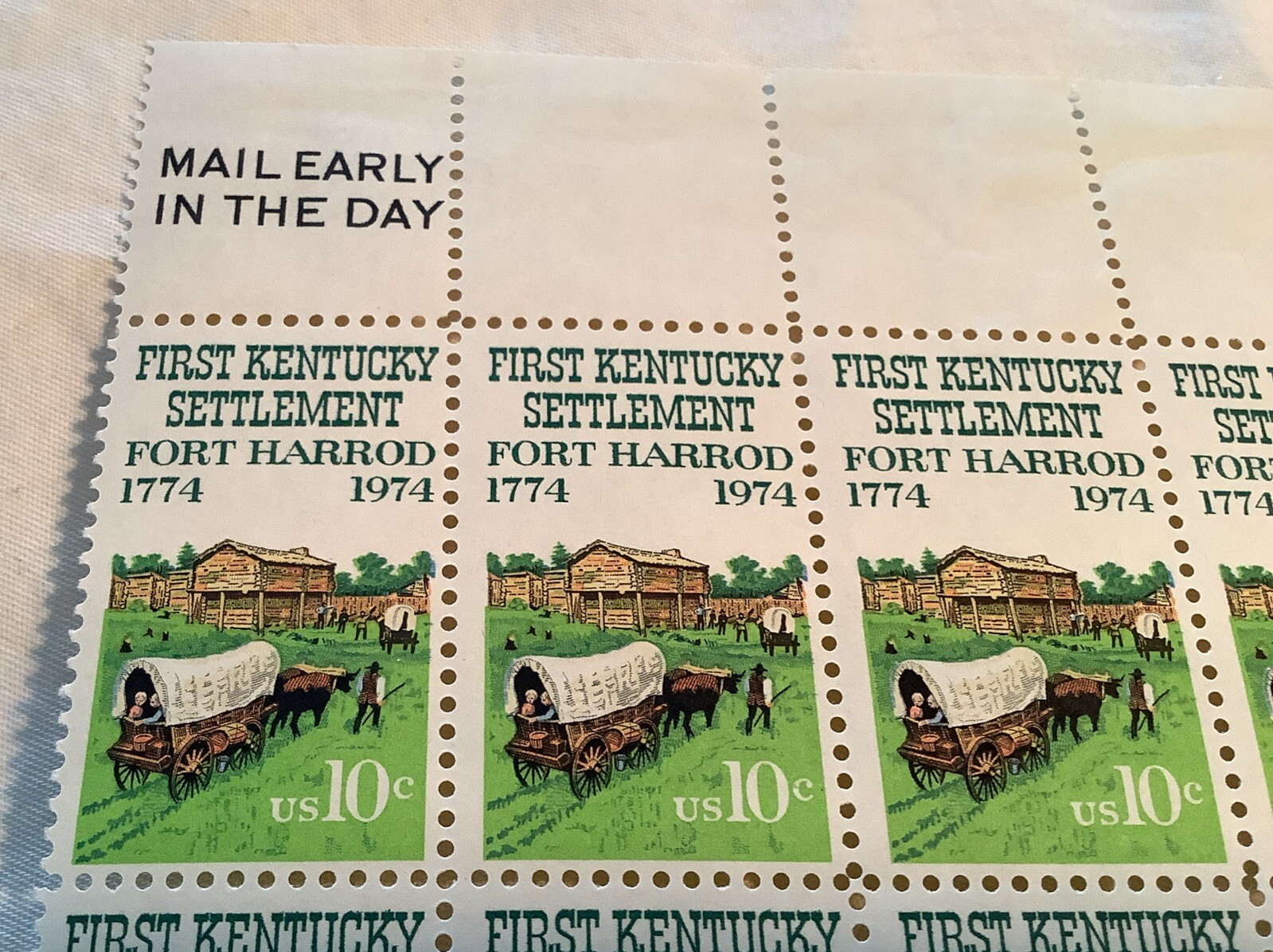 Sheet of 8 USPS 10-Cent Stamps – Kentucky Settlement 200th Anniv – Scott 1542