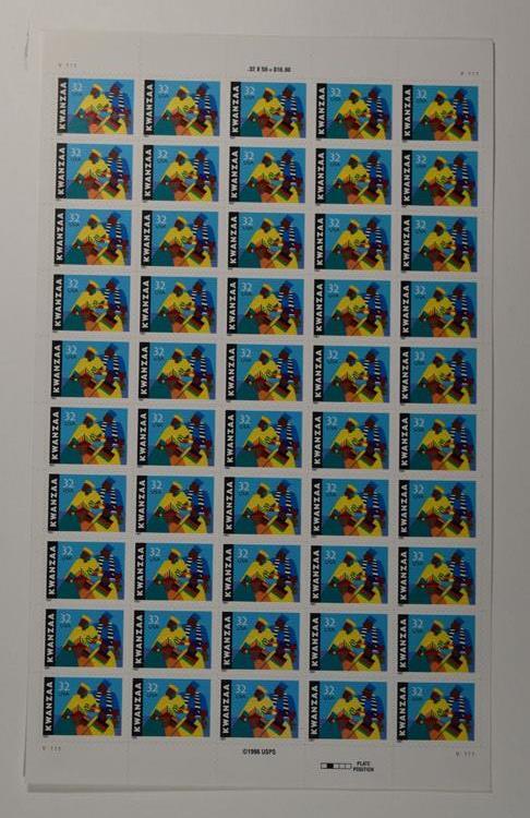 US SCOTT 3175 PANE OF 50 KWANZAA STAMPS 32 CENT FACE MNH