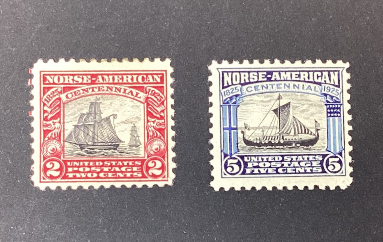 U.S. 1925 Postage Stamps #620 and #621 Set Of Norse American Issues MH