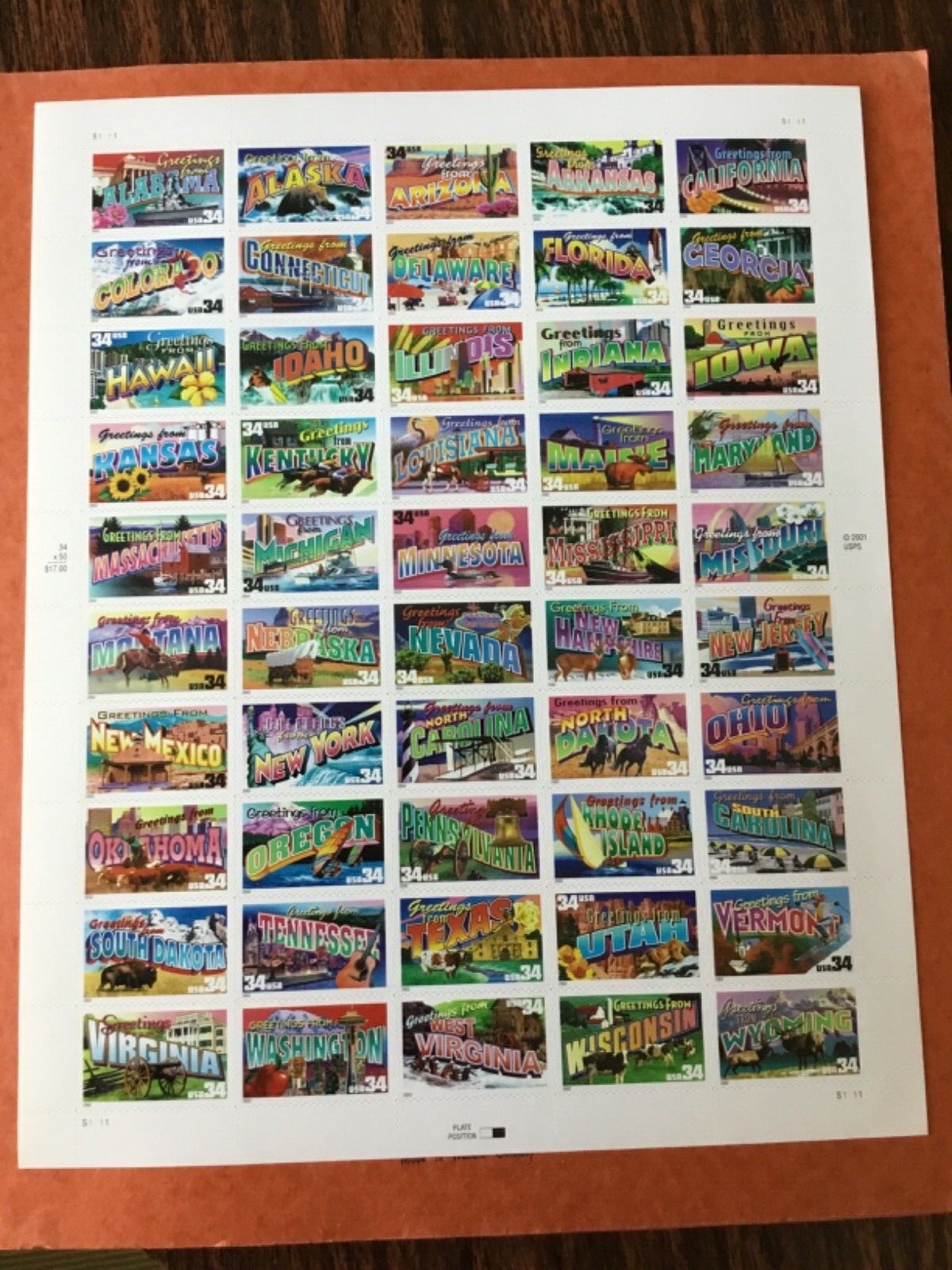 Greetings from America 34 cent stamps