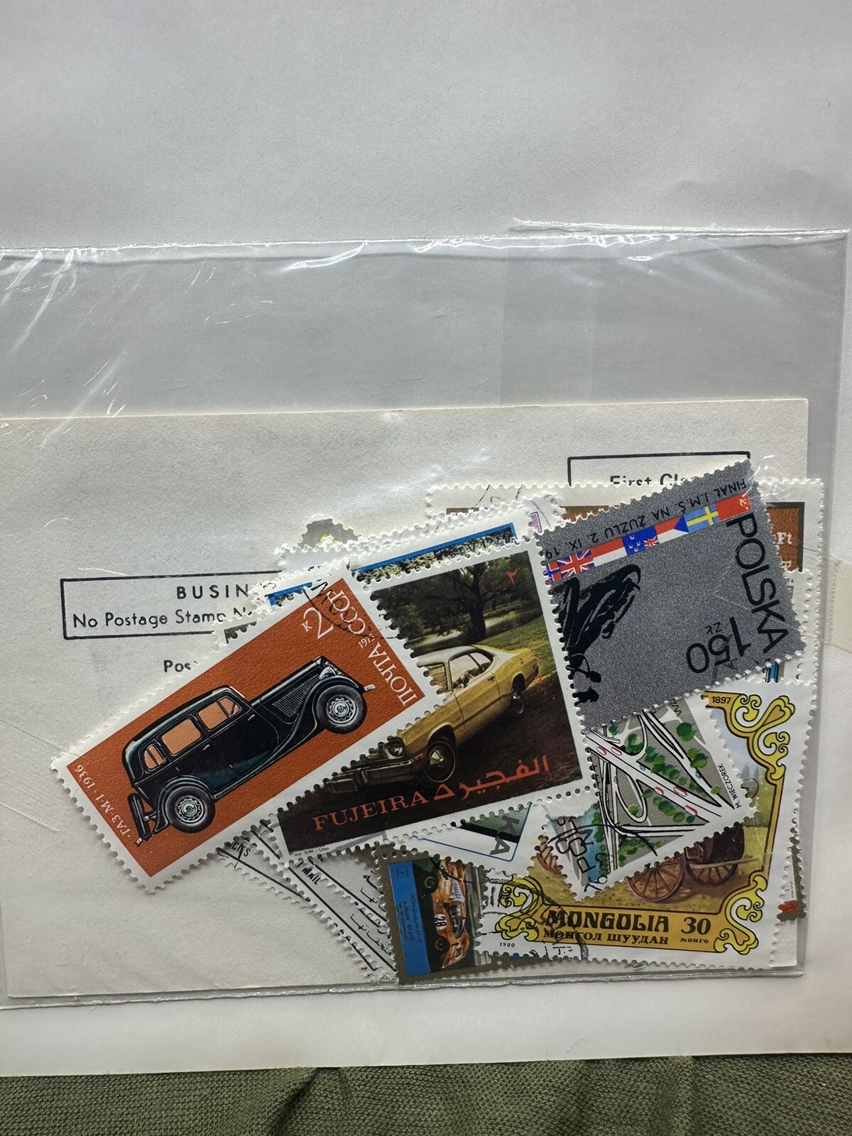 LOT OF 50 AUTOMOBILE STAMPS – CARS FERRARI BENZ PEUGEOT PHANOMOBILE etc