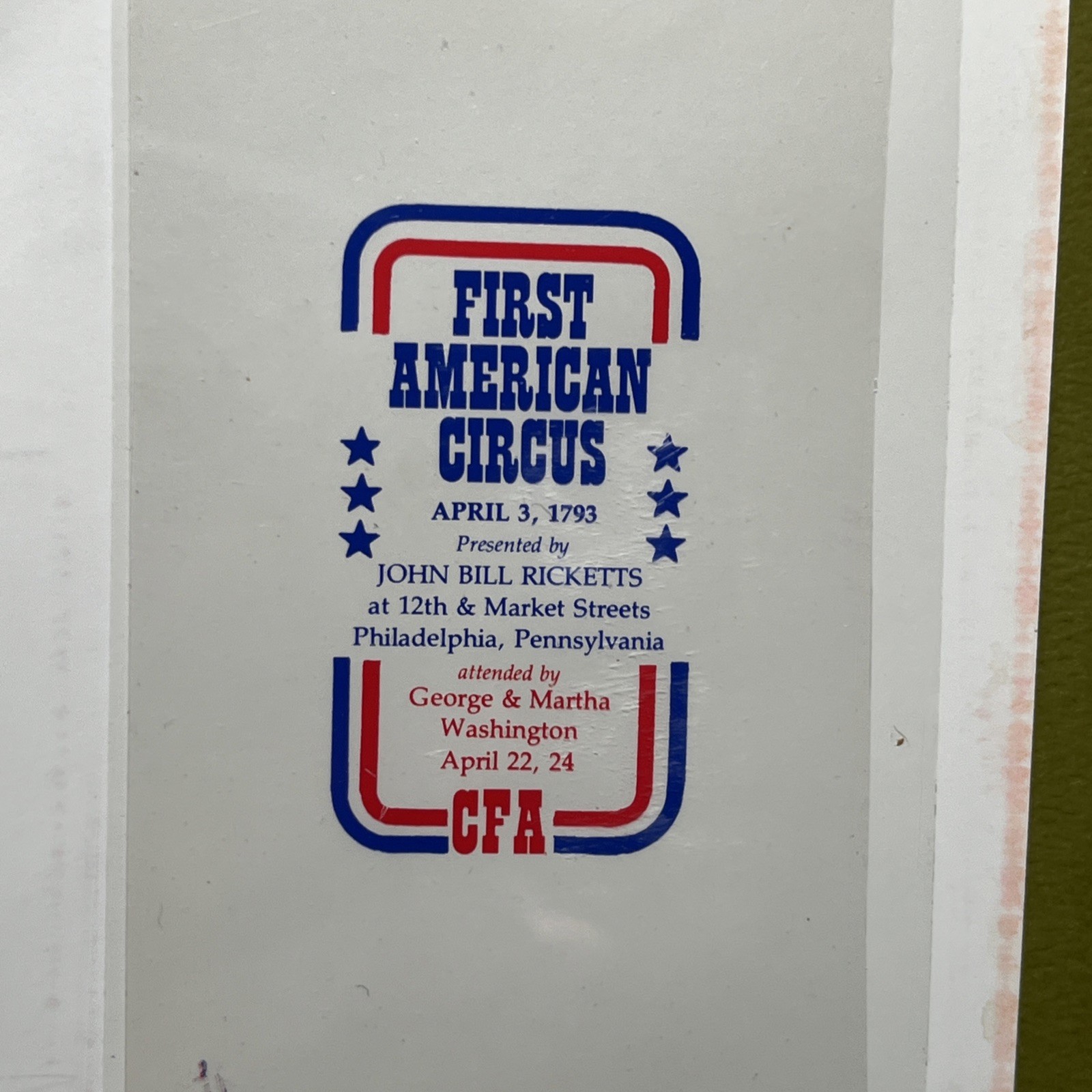 1975 Bicentennial Commemorative Stamp Harrisburg Pa First American Circus – L1