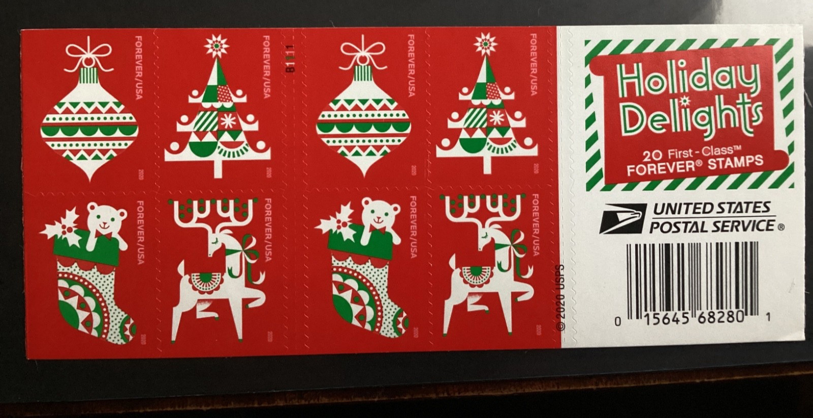 HOLIDAY DELIGHTS 20 count USA Forever stamps-NEVER USED