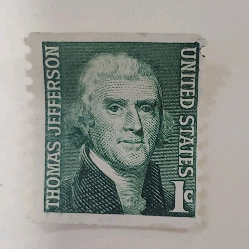 Thomas Jefferson 1 Cent Green United States Postage Stamp Single Mint Hinged