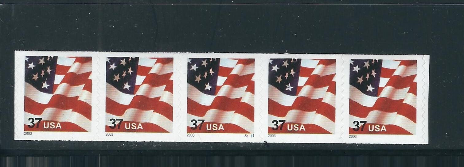 USA SC # 3632A Old Glory – Flag – Strip of 5 PNC S1111. MNH….