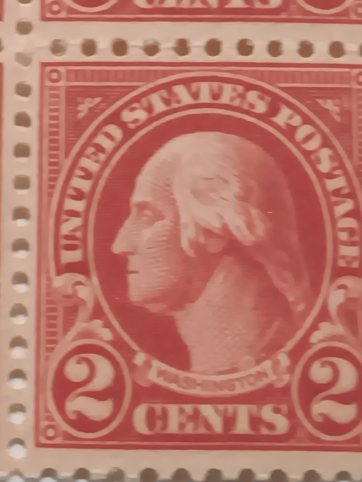 1928 George Washington Carmine, 2 Cent Postage Stamp SC #634 Block Of 9