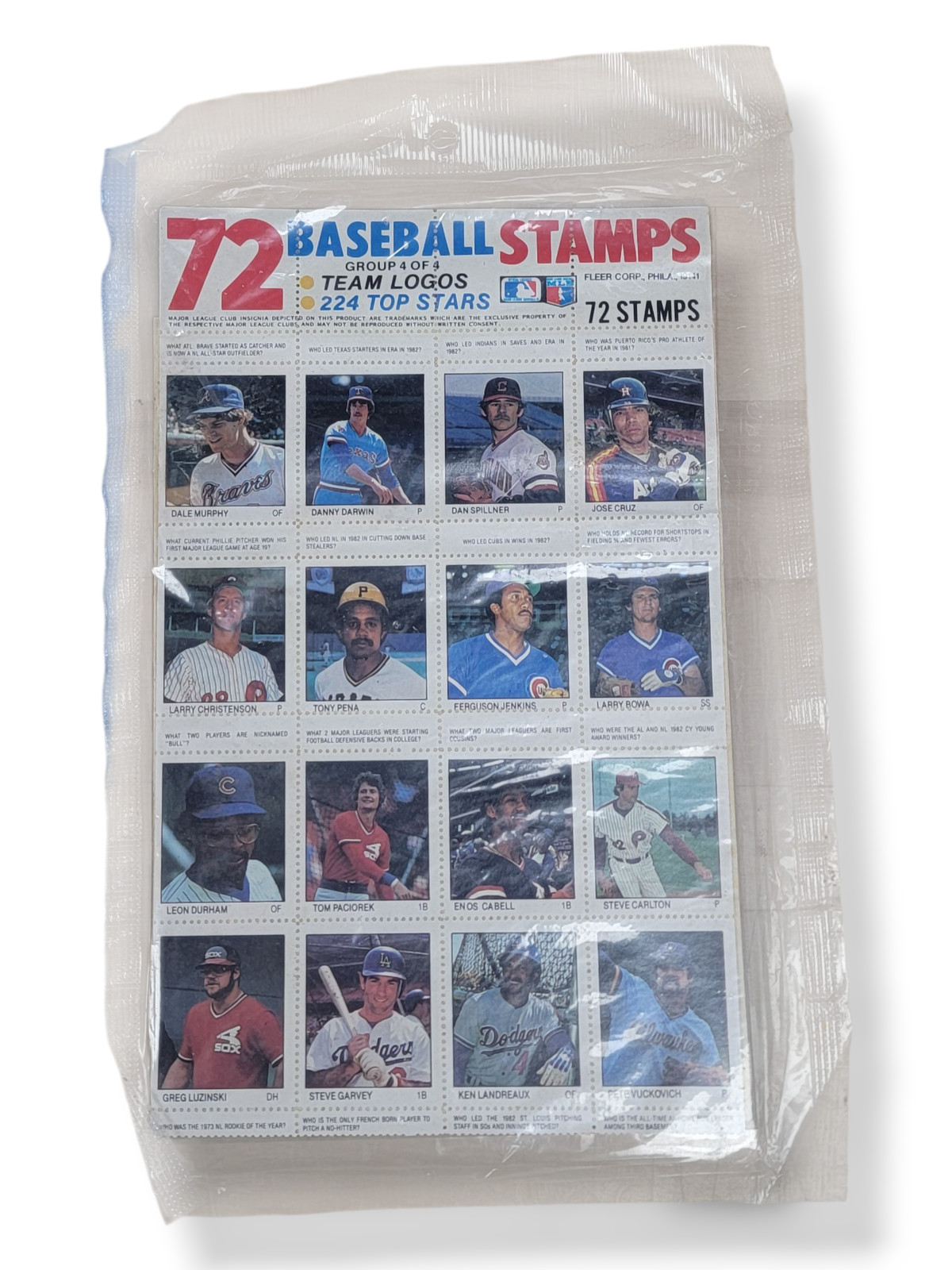 1983 Fleer Baseball Stamp Sheet Complete Set (1-4)