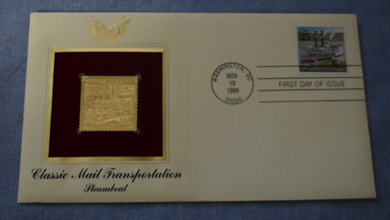 1989 FIRST DAY ISSUE 22 CENT STAMP GOLD WASHINGTON, DC