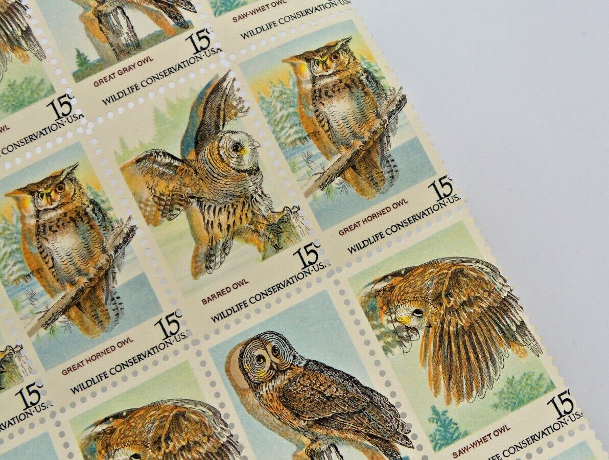 1978 Rare, Error Owl Wildlife Conservation 40 15c Stamps- Z06