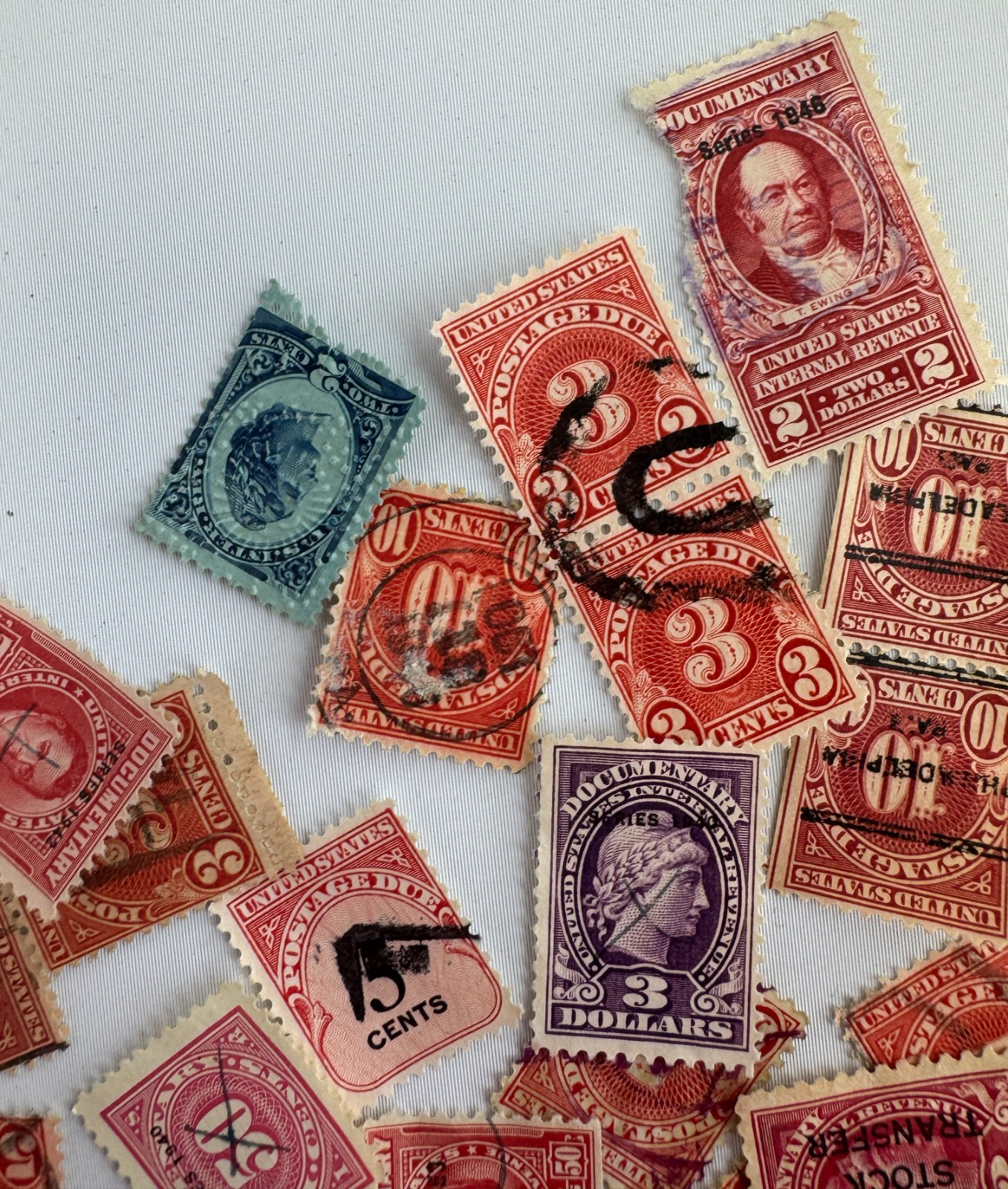 Large US Revenue and Postage Due Stamp Lot 1890s-1950s Documentary Revenue Back