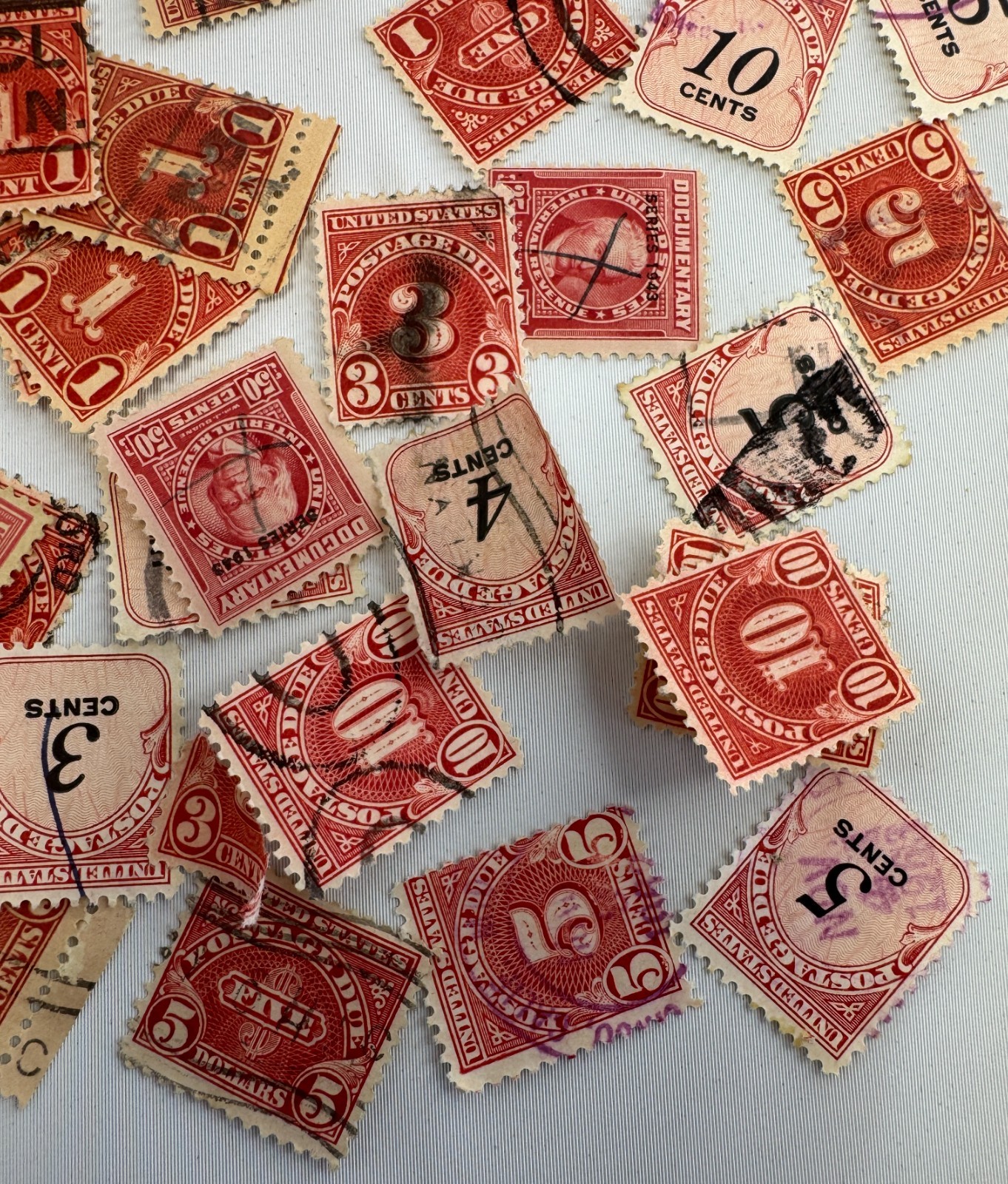Vintage US Postage Due and Revenue Stamp Mixture 1910s through 1950s