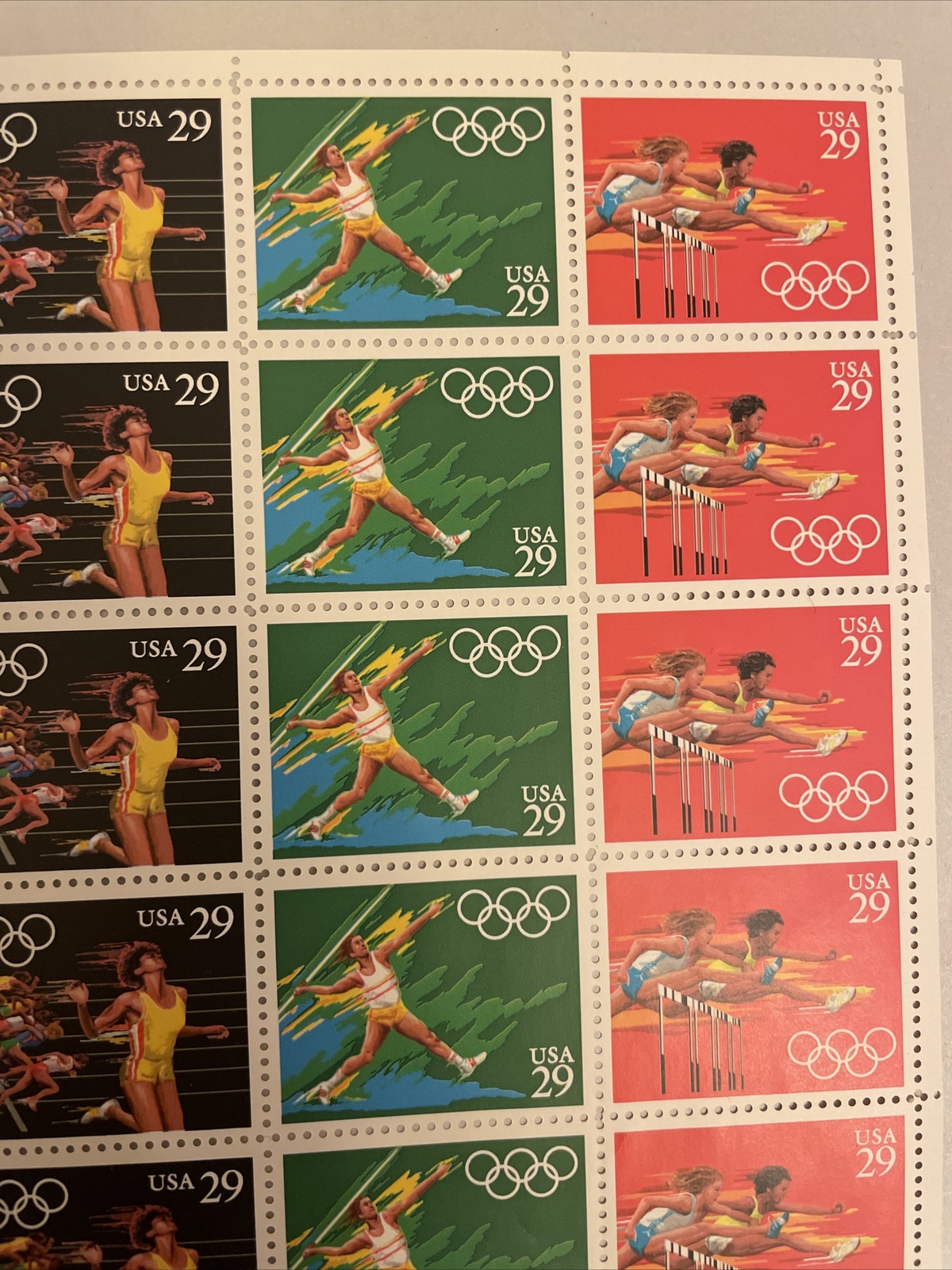 US SCOTT 2553 – 57 PANE OF 40 SUMMER OLYMPIC STAMPS 29 CENT FACE