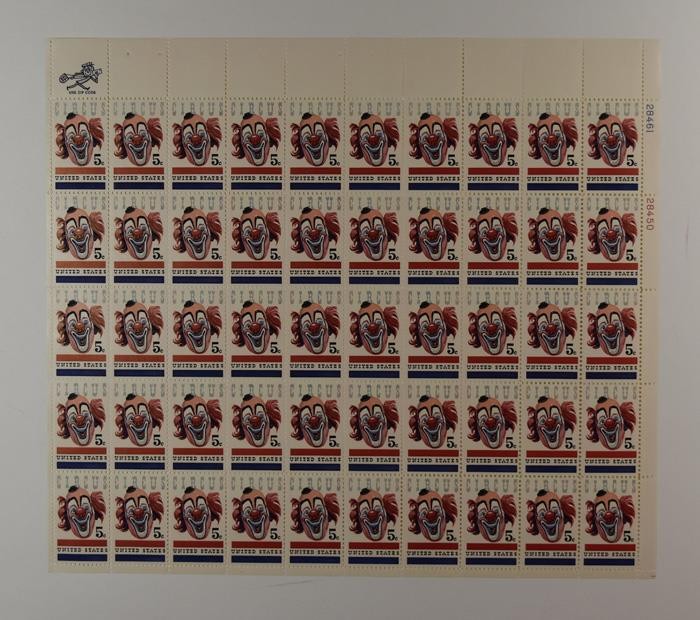 US SCOTT 1309 SHEET OF 50 CIRCUS STAMPS 5 CENT FACE MNH
